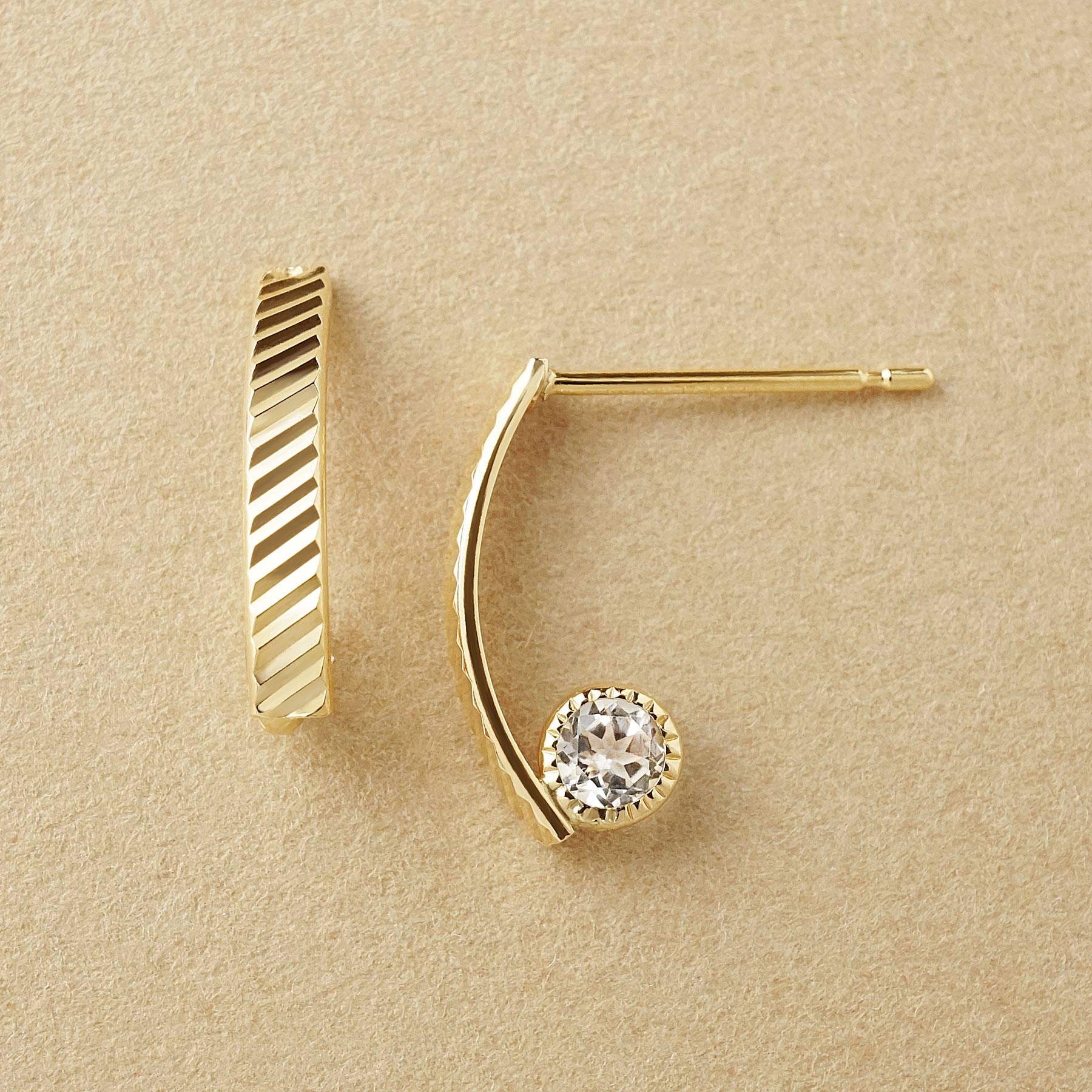 [Palette] 18K/10K White Topaz Base Earrings (For Charms With Large Links Only) (Yellow Gold) - Product Image