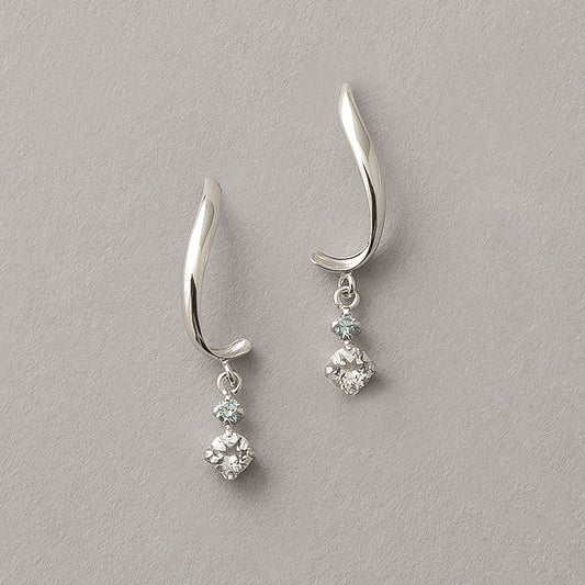 10K Ice Blue Diamond Twisted Earrings (White Gold) - Product Image