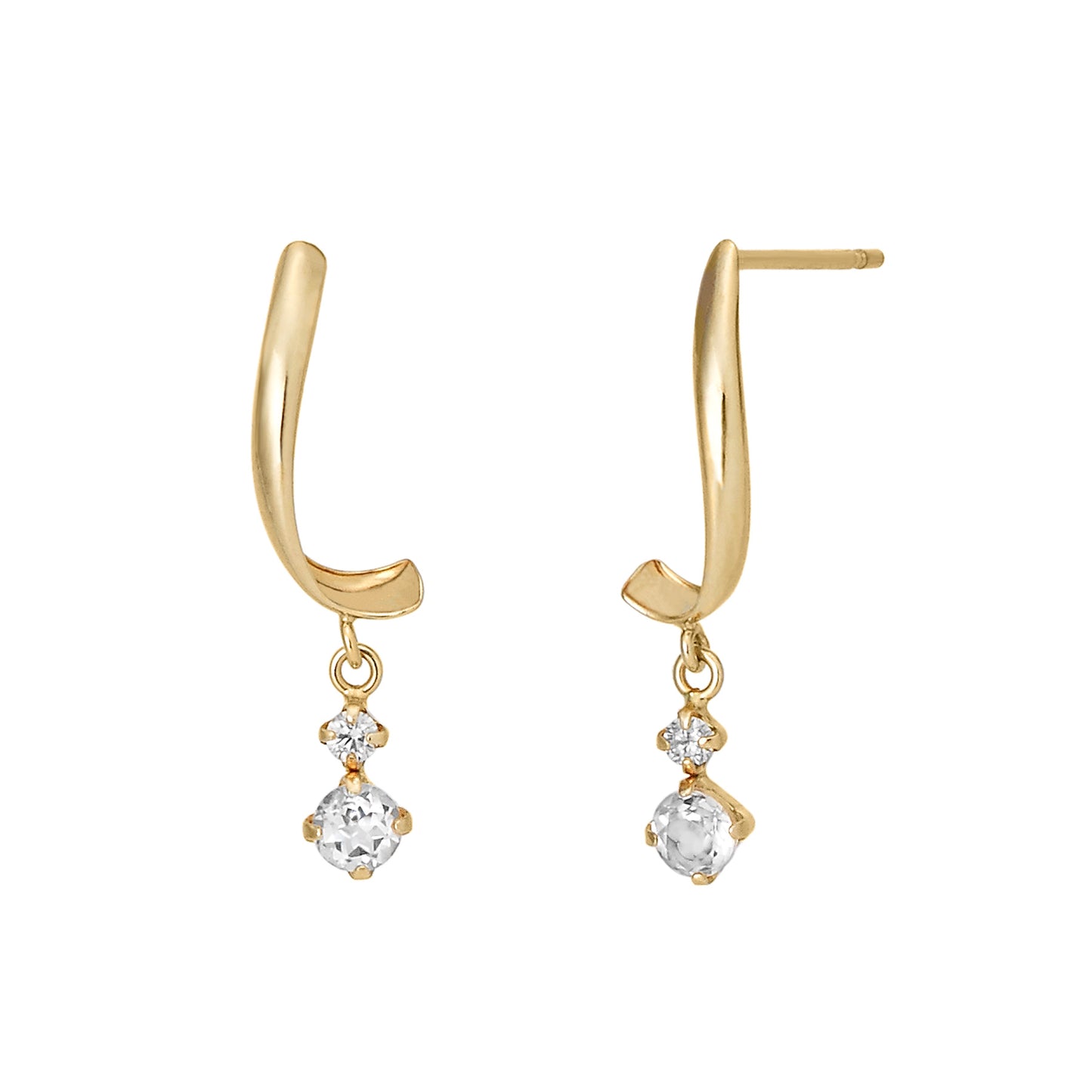 10K Diamond Twisted Earrings (Yellow Gold) - Product Image