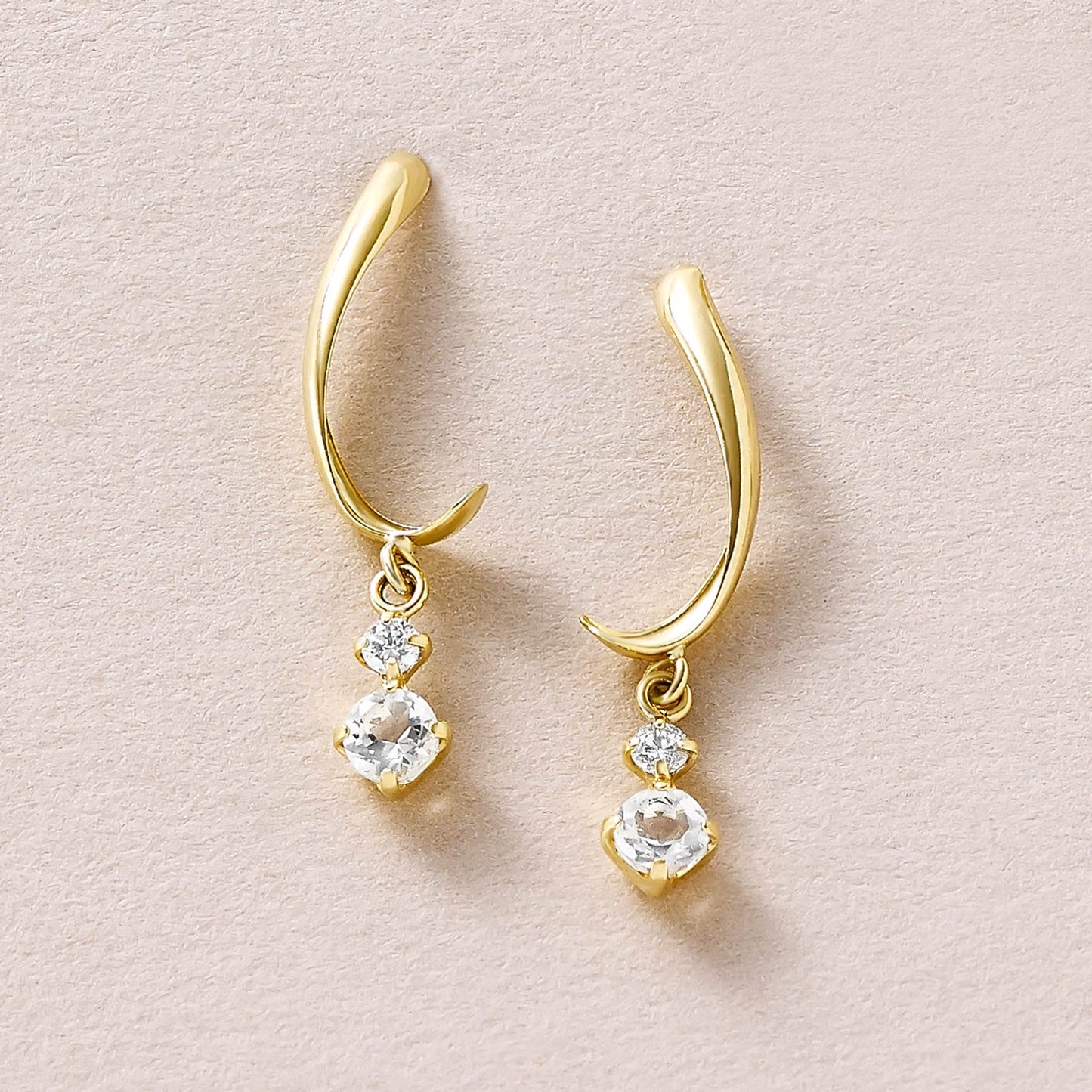 10K Diamond Twisted Earrings (Yellow Gold) - Product Image