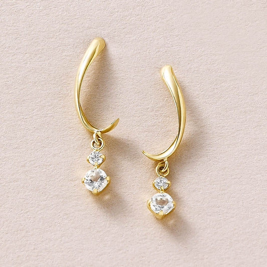 10K Diamond Twisted Earrings (Yellow Gold) - Product Image