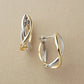 18K Yellow Gold / Platinum Cross Hoop Earrings M - Product Image