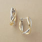 10K Cross Hoop Earrings M (White Gold / Yellow Gold) - Product Image