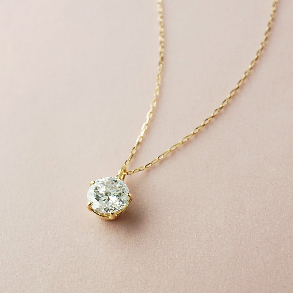 10K Shooting Star Cut Moissanite Necklace (5mm) (Yellow Gold) - Product Image