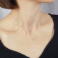 10K Shooting Star Cut Moissanite Necklace (5mm) (Yellow Gold) - Model Image