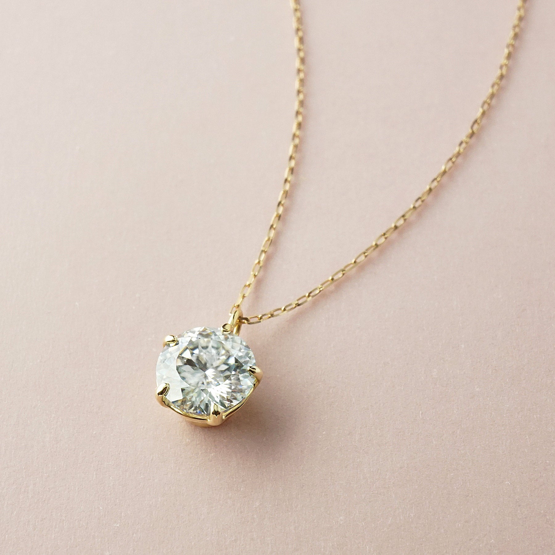 10K Shooting Star Cut Moissanite Necklace (6mm) (Yellow Gold) - Product Image