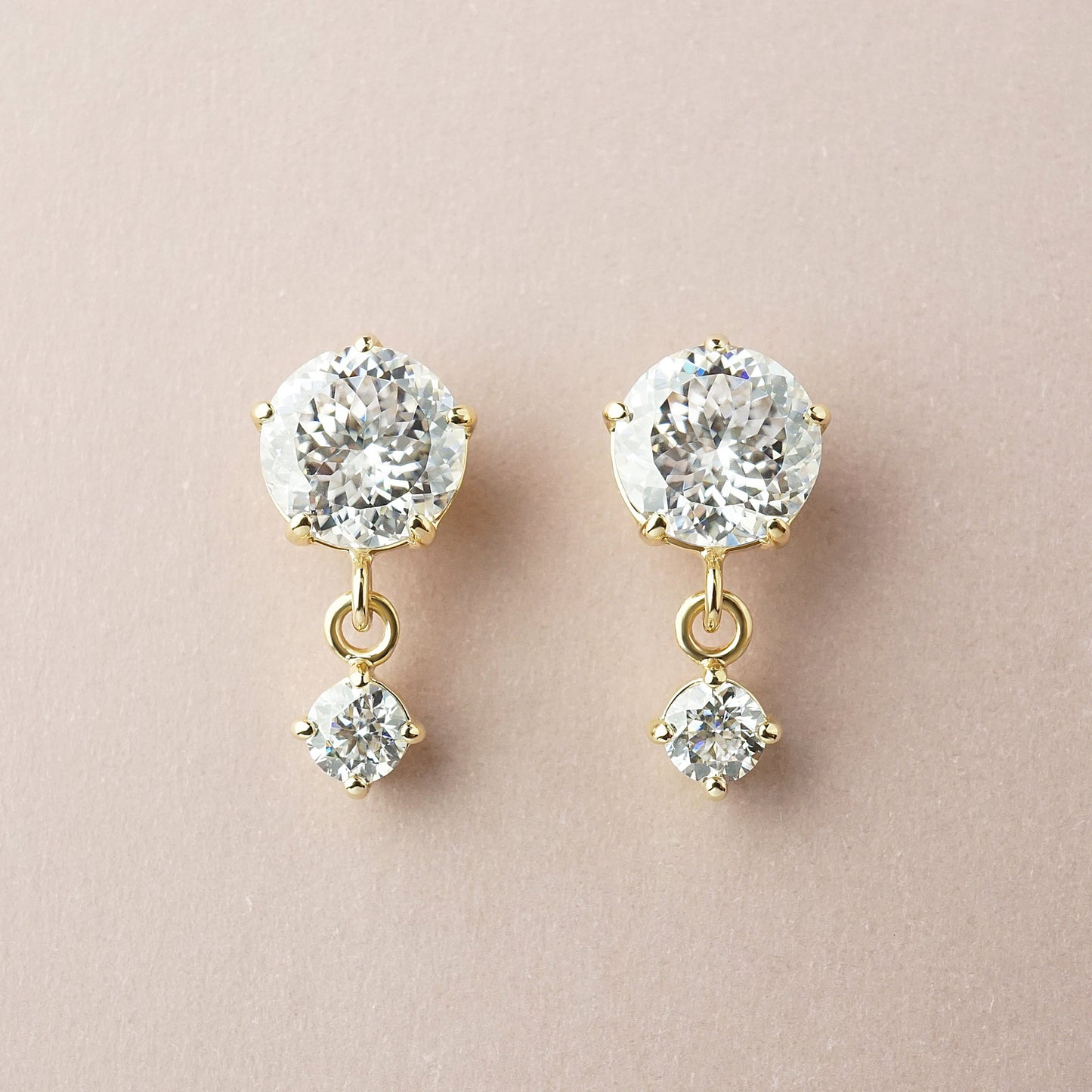 18K/10K Shooting Star Cut Moissanite Earrings (Yellow Gold) - Product Image
