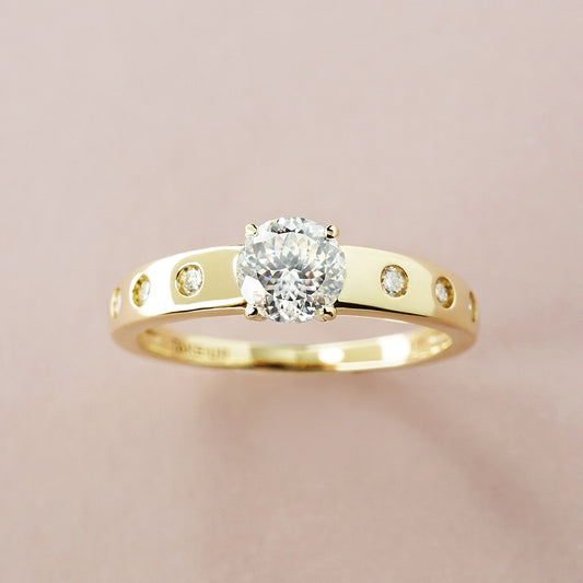 10K Shooting Star Cut Moissanite Ring (Yellow Gold) - Product Image