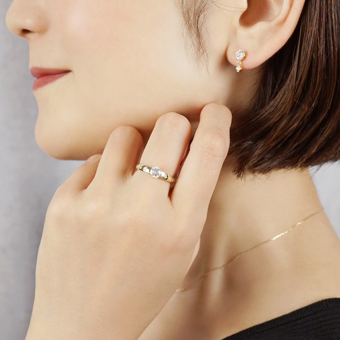 10K Shooting Star Cut Moissanite Ring (Yellow Gold) - Model Image