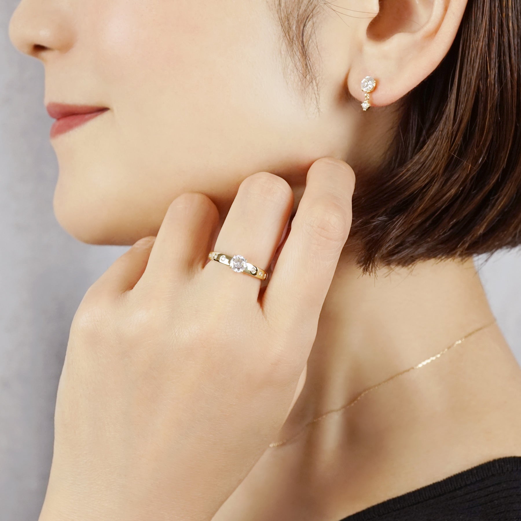 10K Shooting Star Cut Moissanite Ring (Yellow Gold) - Model Image