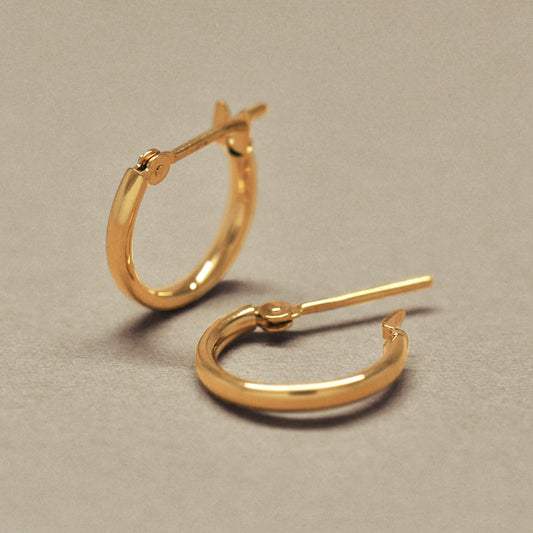 18K Pipe Hoop Earrings (Yellow Gold) - Product Image