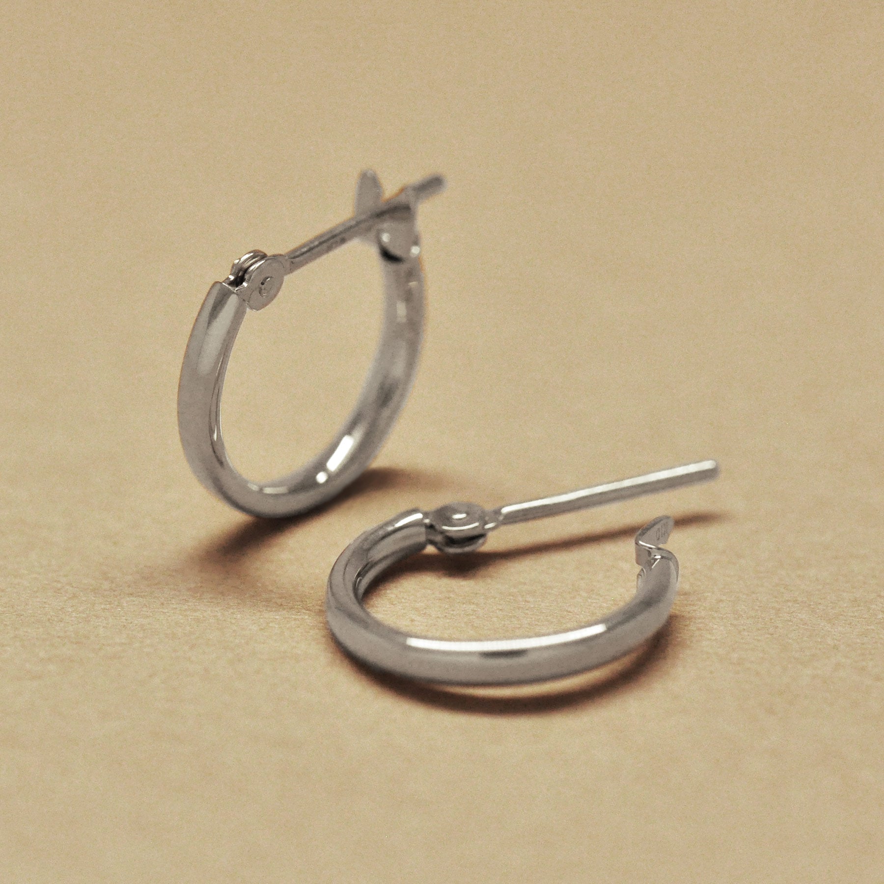 Platinum Pipe Hoop Earrings - Product Image
