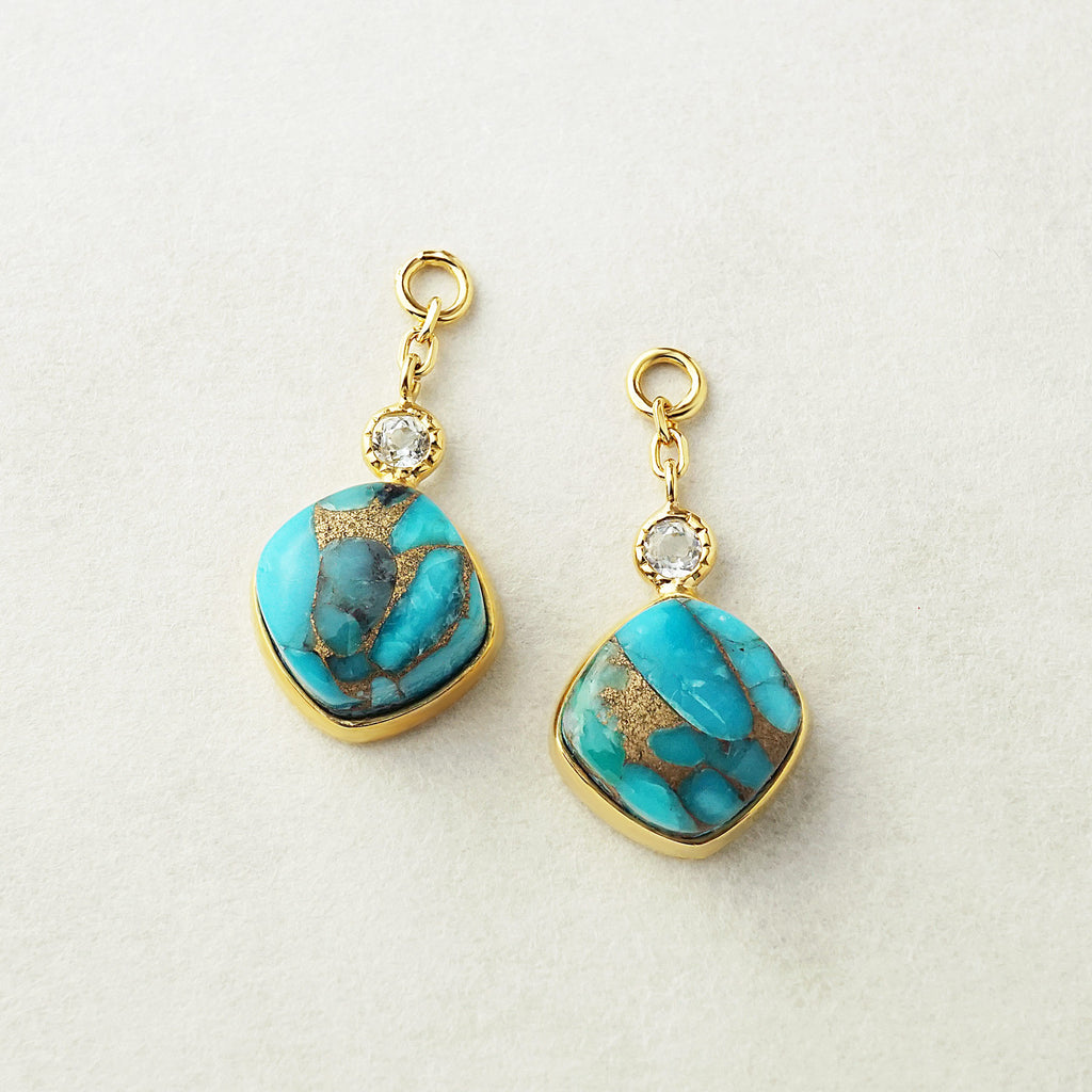 [Palette] 925 Sterling Silver Blue Copper Turquoise Charms - Product Image