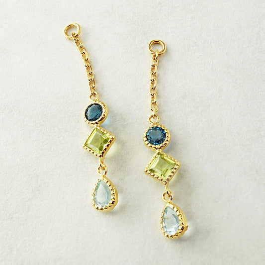 [Palette] 925 Sterling Silver Blue Topaz x Peridot Charms - Product Image