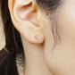[Second Earrings] 18K Princess Cut Diamond Earrings 0.18ct (Yellow Gold) - Model Image