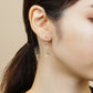 [Second Earrings] 18K Princess Cut Diamond Earrings 0.18ct (Yellow Gold) - Model Image