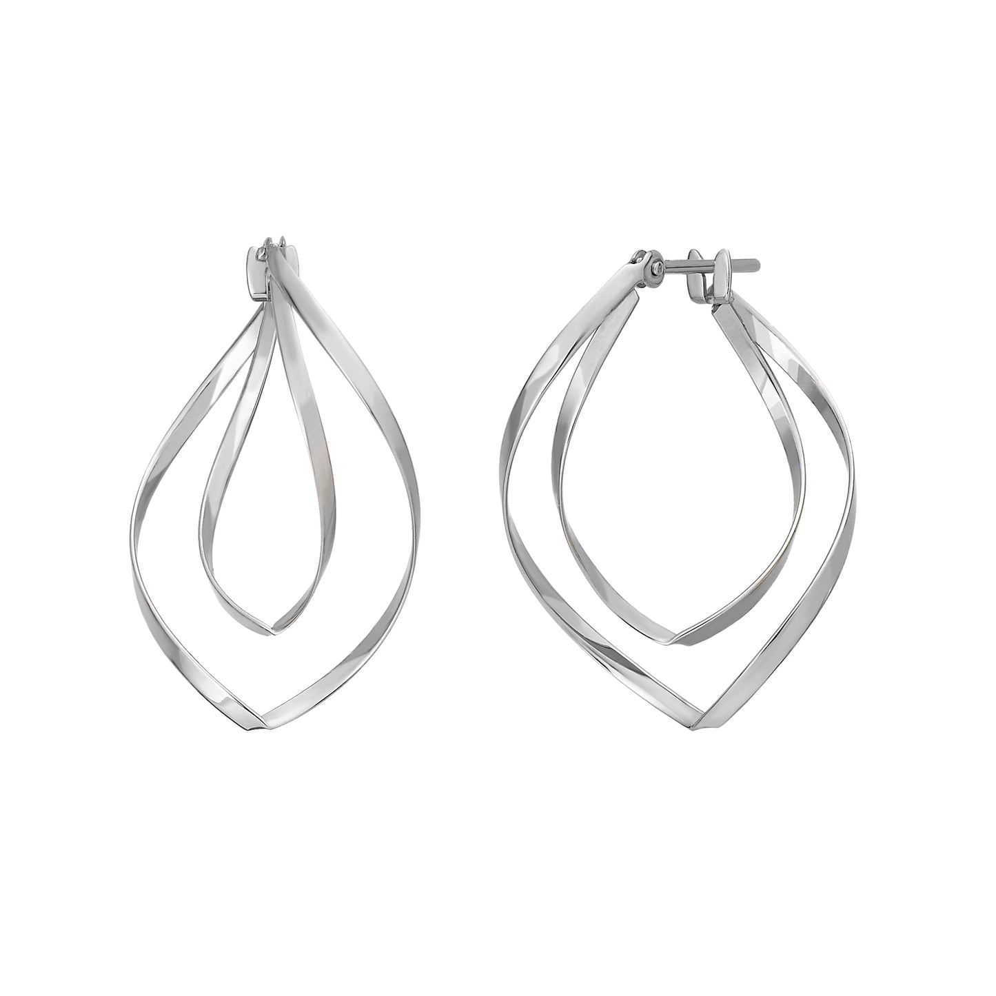 14K/10K Double Twist Hoop Earrings (White Gold) - Product Image