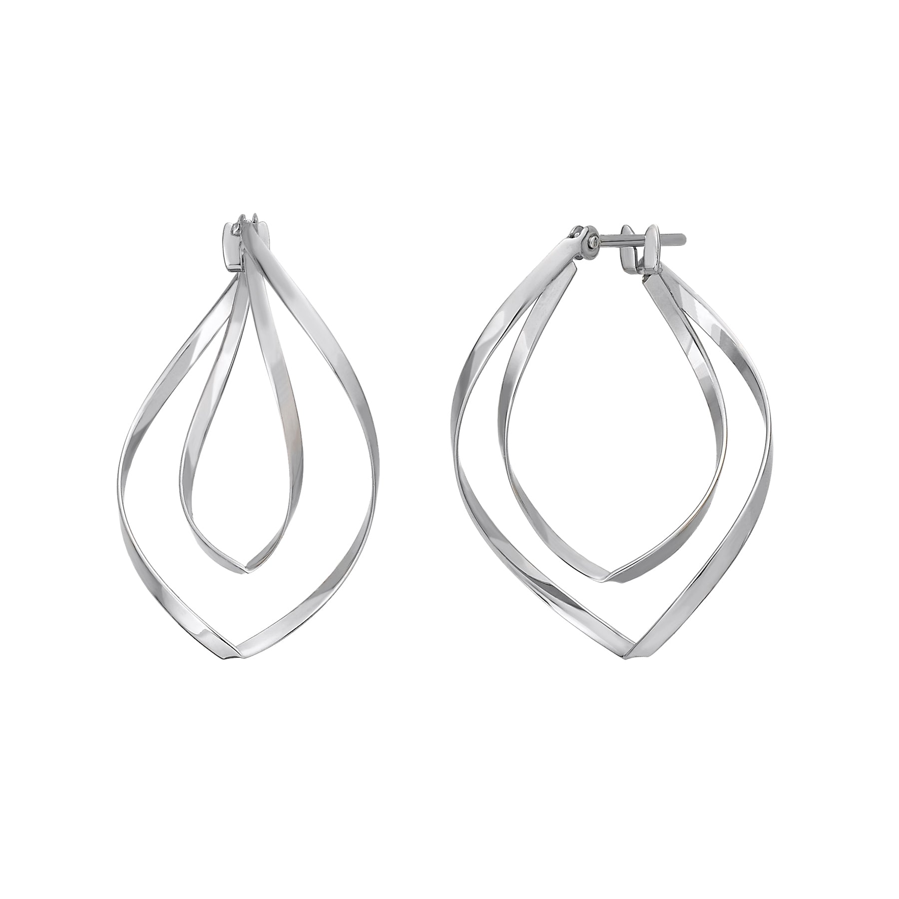 14K/10K Double Twist Hoop Earrings (White Gold) - Product Image