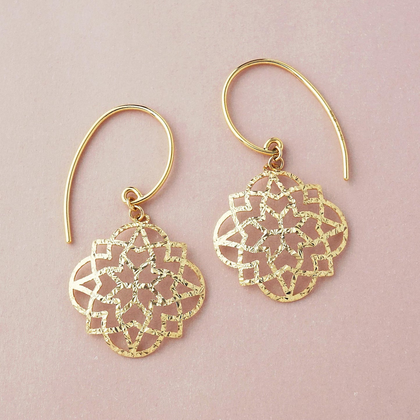 10K Openwork Flower Earrings (Yellow Gold) - Product Image