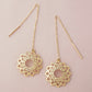 10K Openwork Heart Wreath Threader Earrings (Yellow Gold) - Product Image
