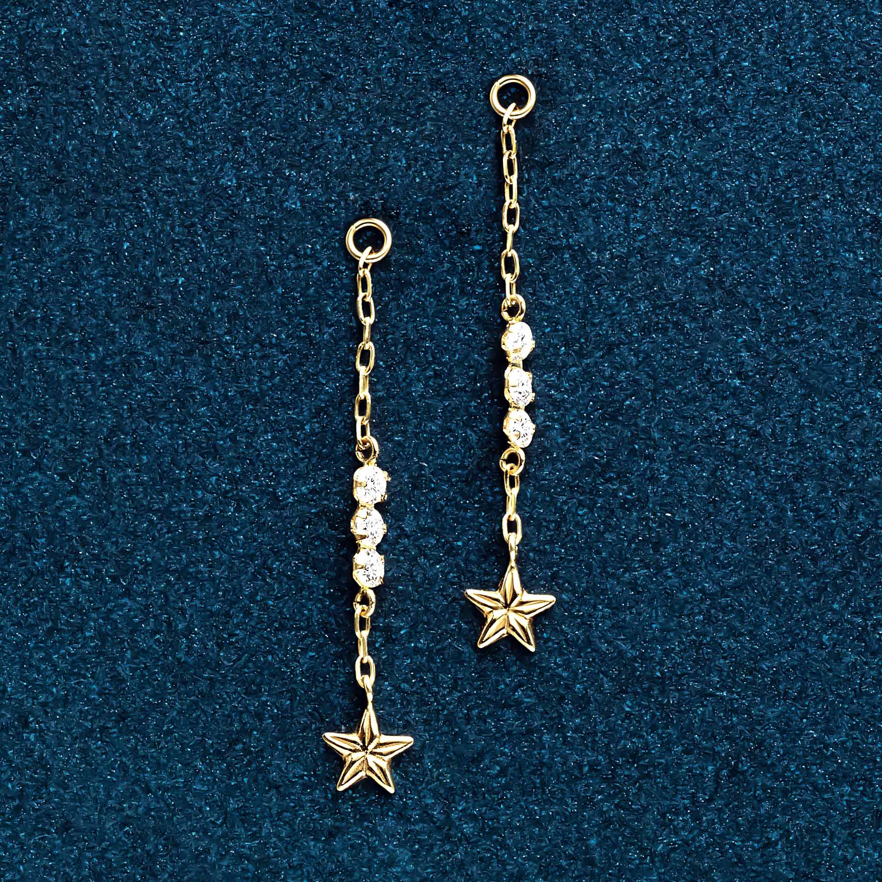 10K Orion Belt Moissanite Earring Charms (Yellow Gold) - Product Image