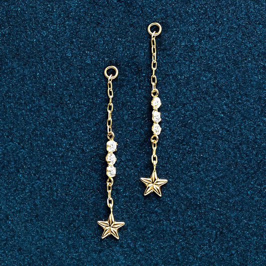 10K Orion Belt Moissanite Earring Charms (Yellow Gold) - Product Image