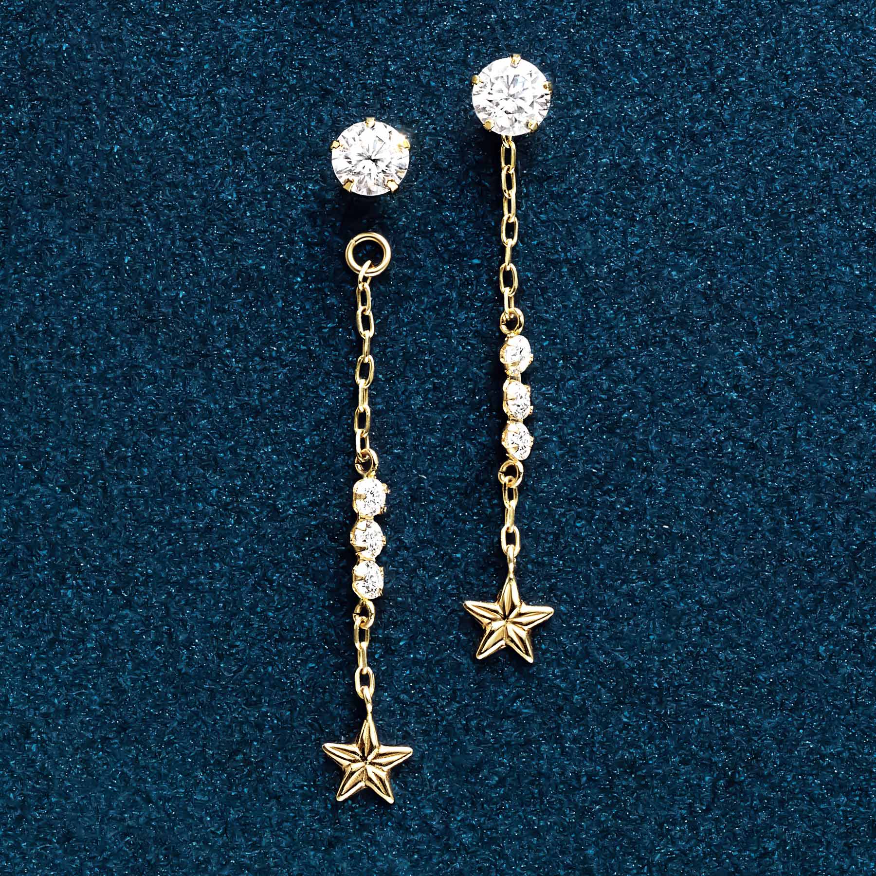 10K Orion Belt Moissanite Earring Charms (Yellow Gold) - Product Image