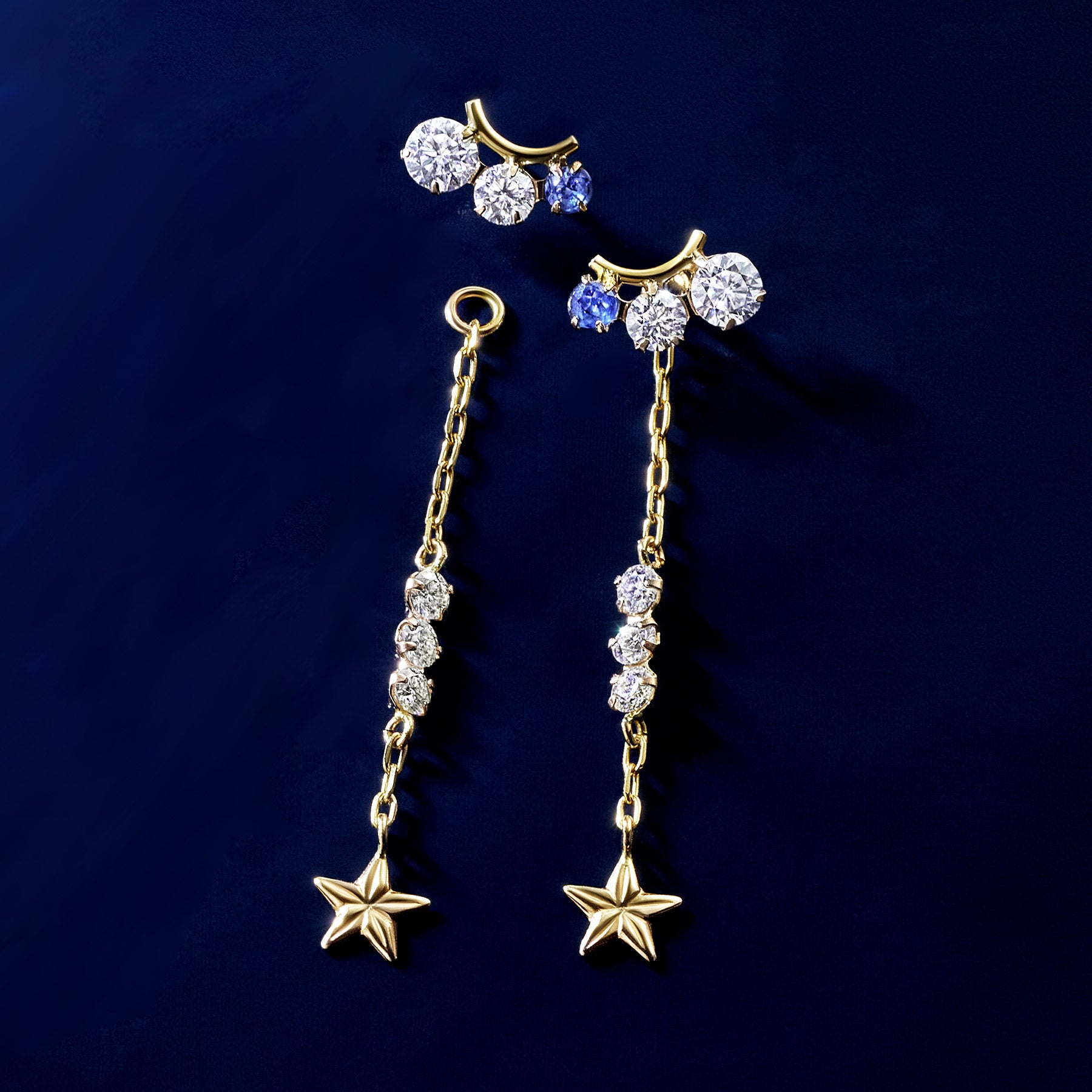 10K Orion Belt Moissanite Earring Charms (Yellow Gold) - Product Image