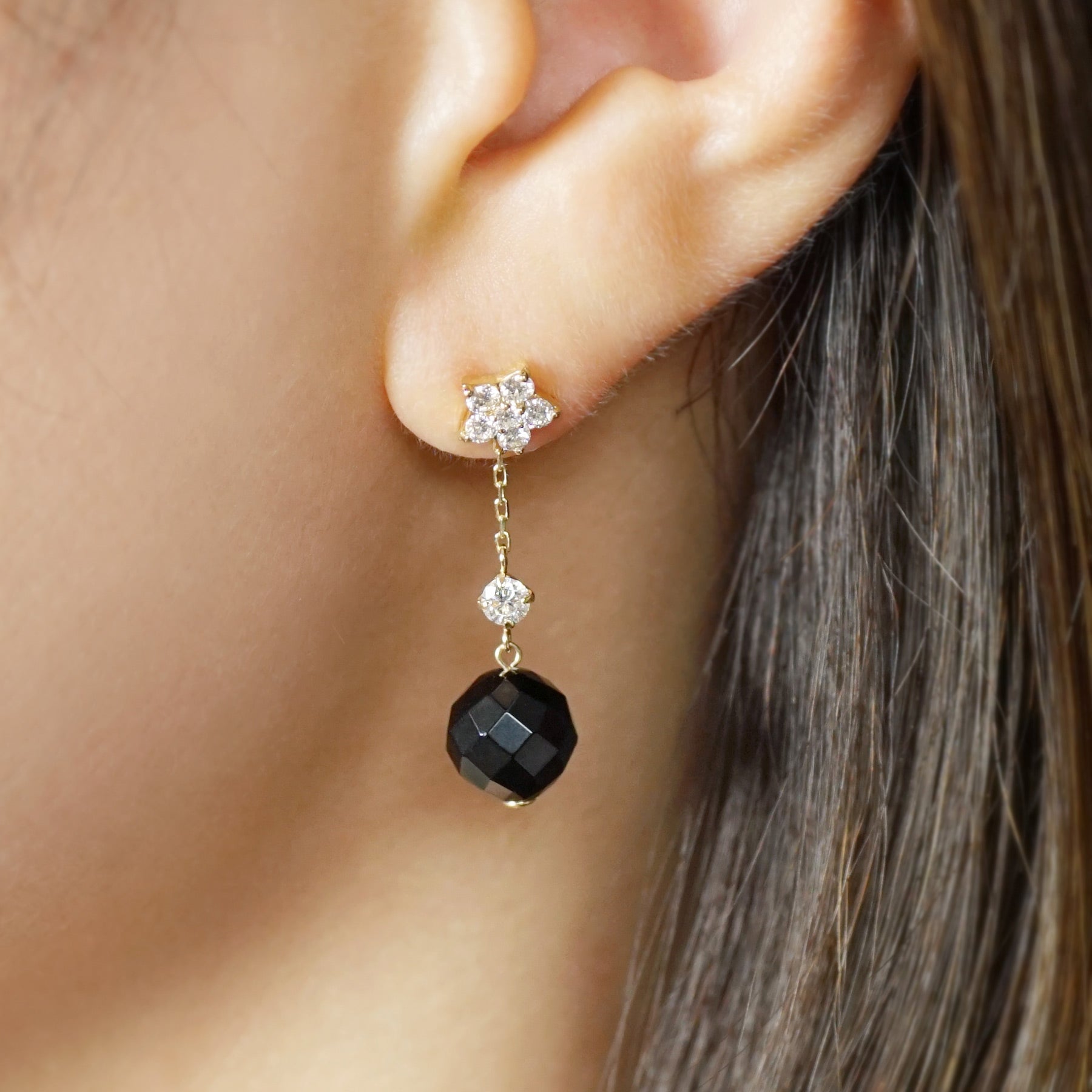 10K Subaru Moissanite Earring Charms (Yellow Gold) - Model Image