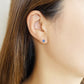 [Second Earrings] Platinum Blue Quartz Pentagon Cut Earrings - Model Image