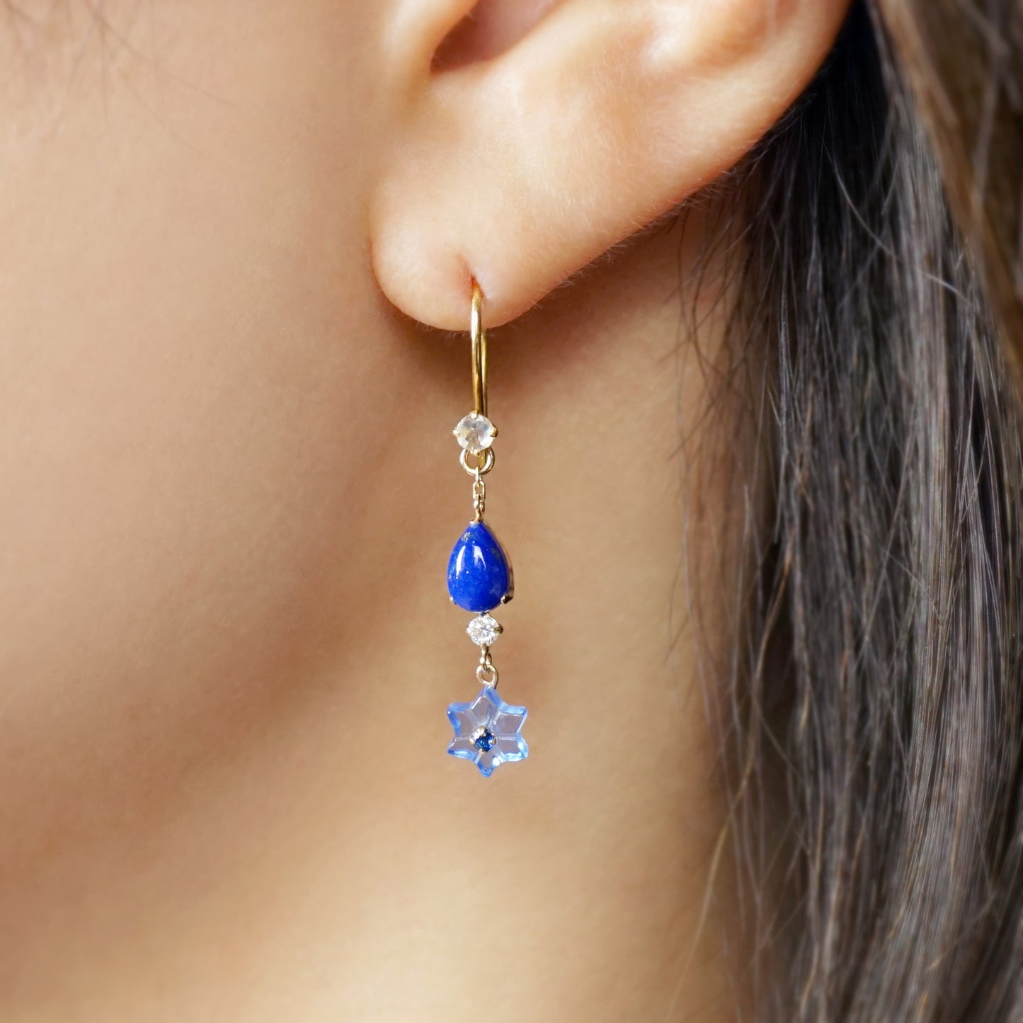 10K Cosmo Moissanite Charms (Yellow Gold) - Model Image