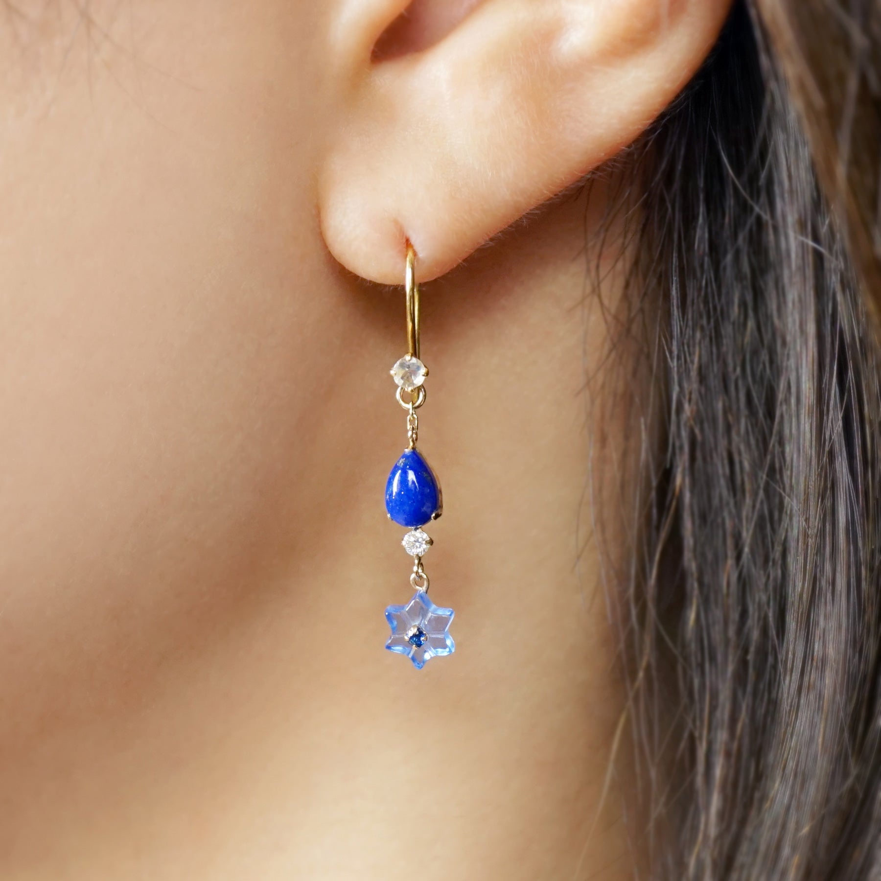 10K Cosmo Moissanite Charms (Yellow Gold) - Model Image