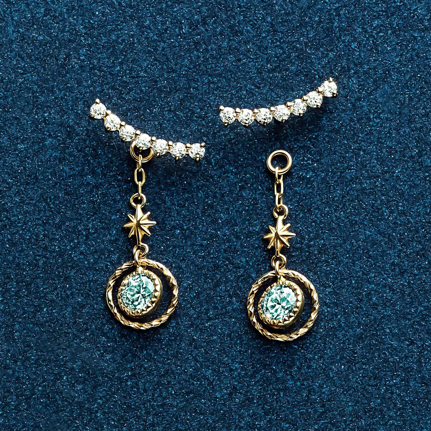 10K Uranus Moissanite Charm (Yellow Gold) - Product Image