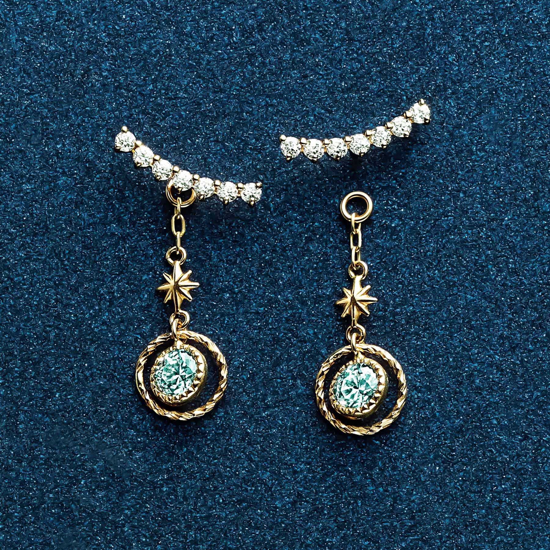 10K Uranus Moissanite Charm (Yellow Gold) - Product Image