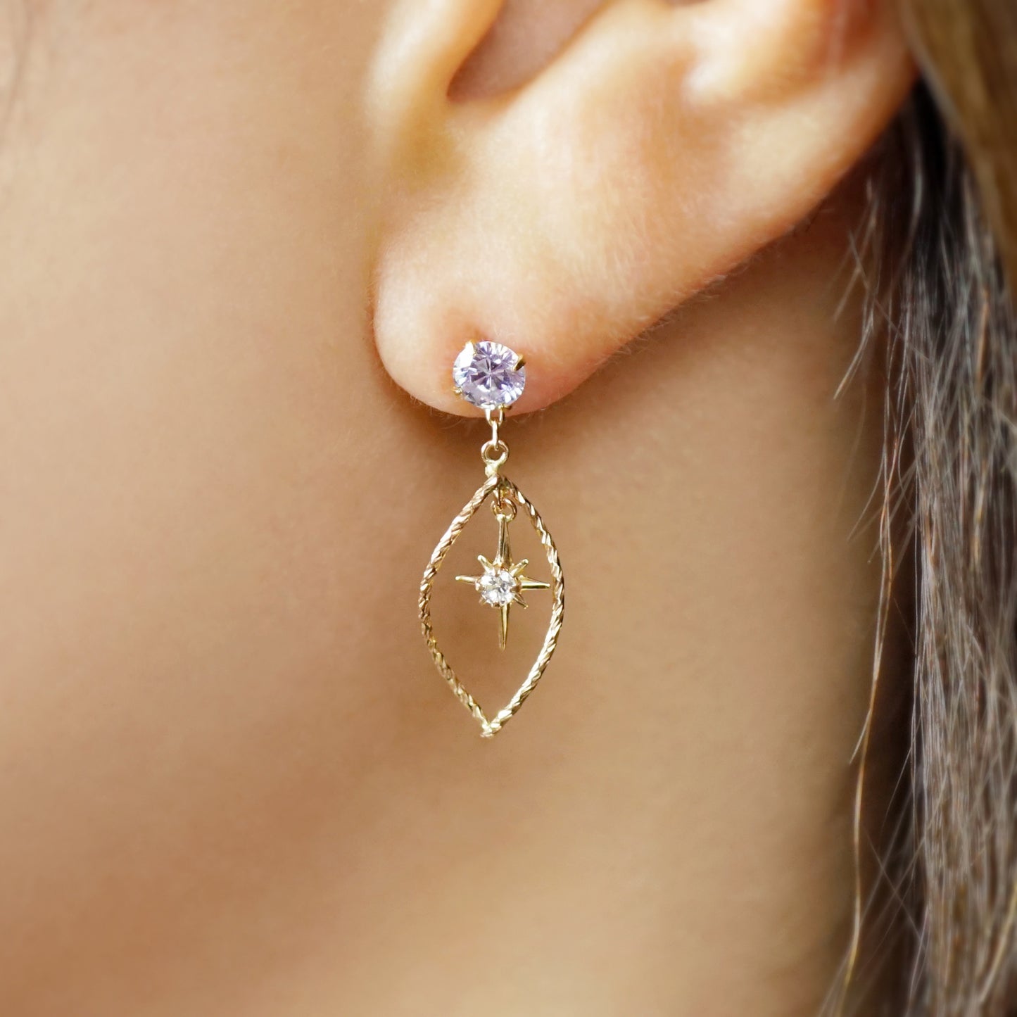 10K Meteor Shower Moissanite Charms (Yellow Gold) - Model Image