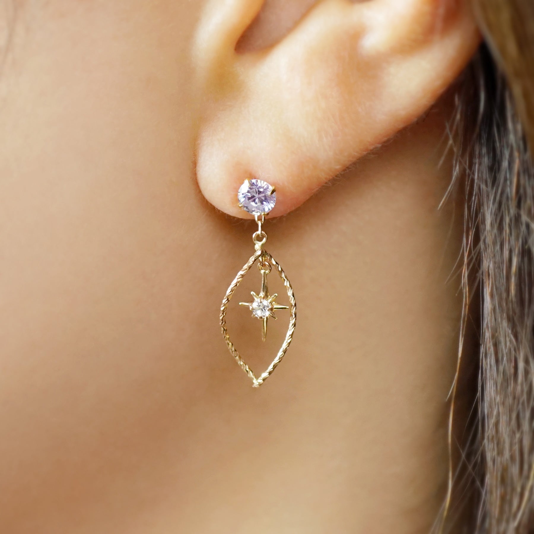 10K Meteor Shower Moissanite Charms (Yellow Gold) - Model Image