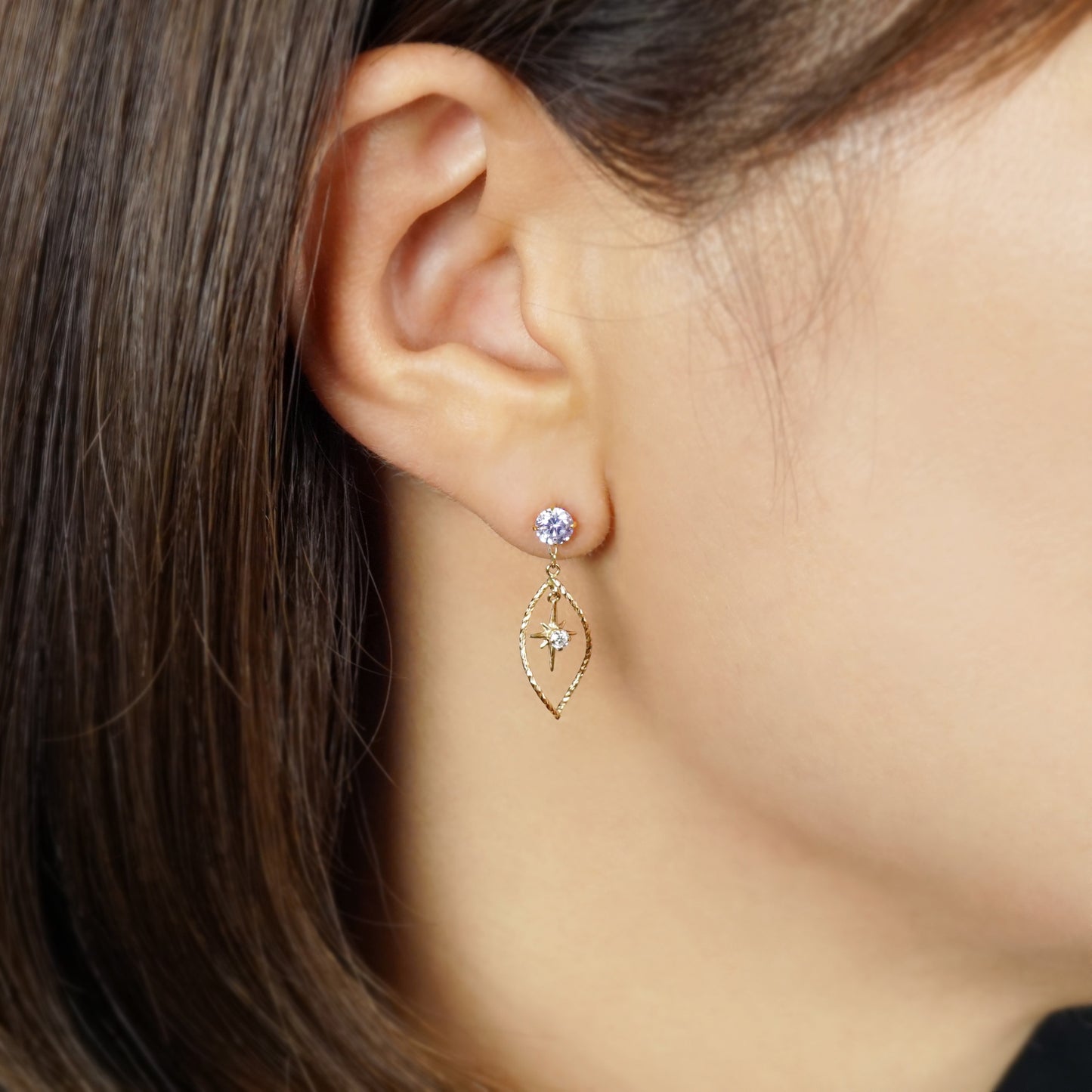 10K Meteor Shower Moissanite Charms (Yellow Gold) - Model Image