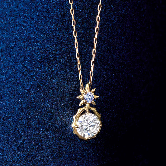 10K Sirius Moissanite Necklace (Yellow Gold) - Product Image