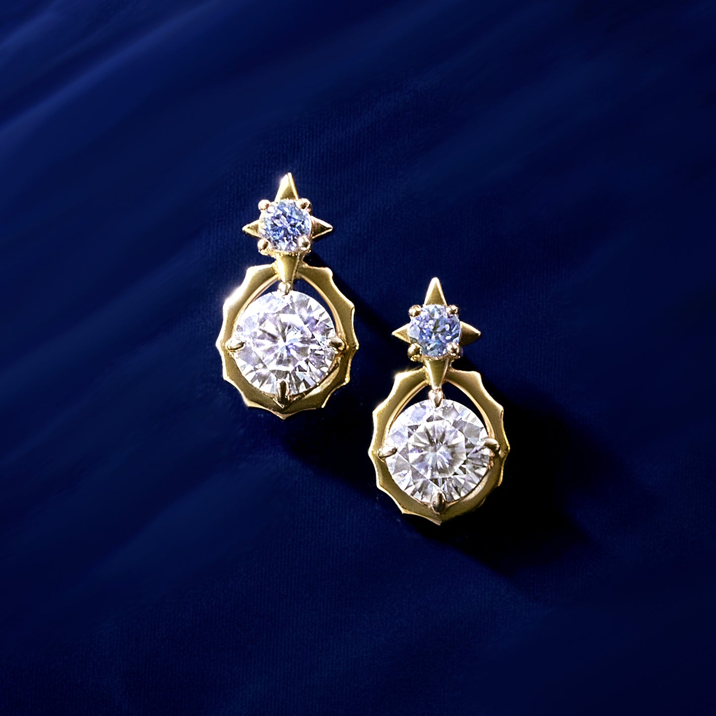 10K Sirius Moissanite Earrings (Yellow Gold) - Product Image