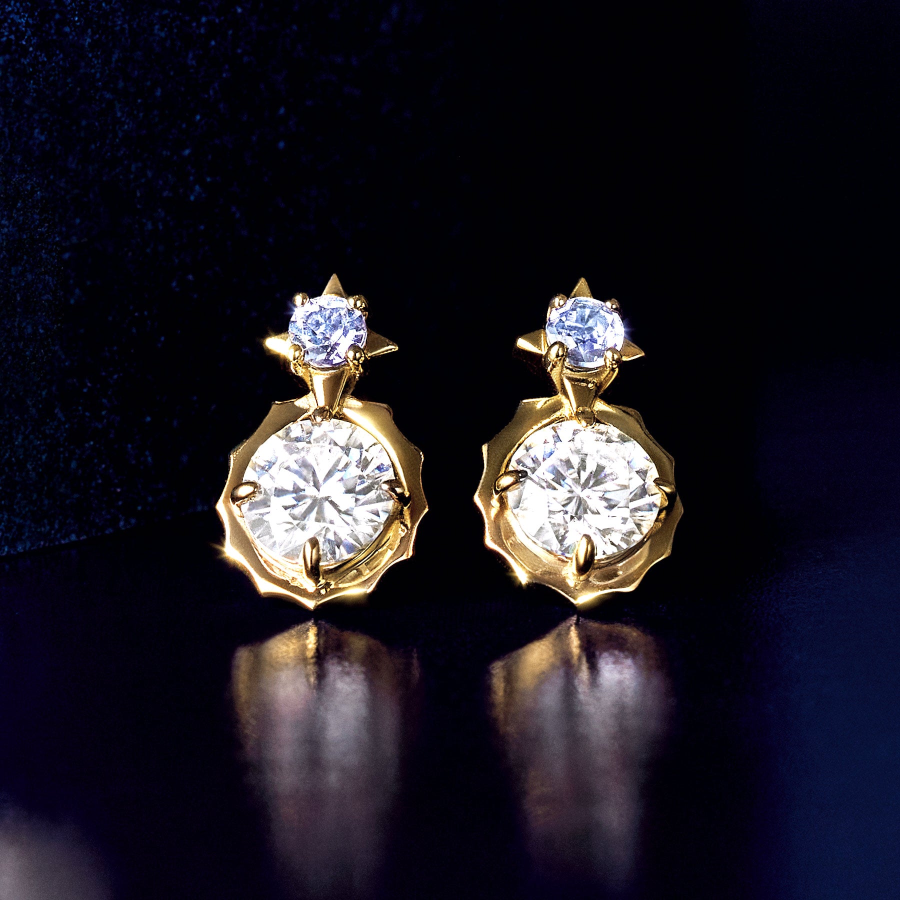 10K Sirius Moissanite Earrings (Yellow Gold) - Product Image