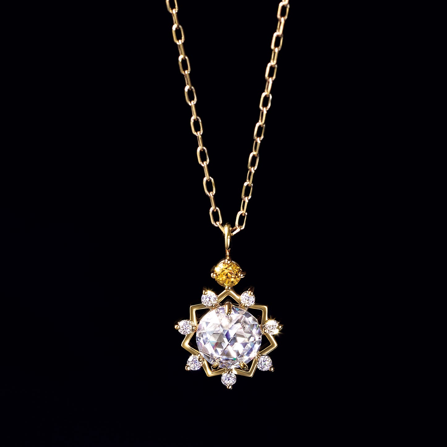 10K Sun Moissanite Necklace (Yellow Gold) - Product Image