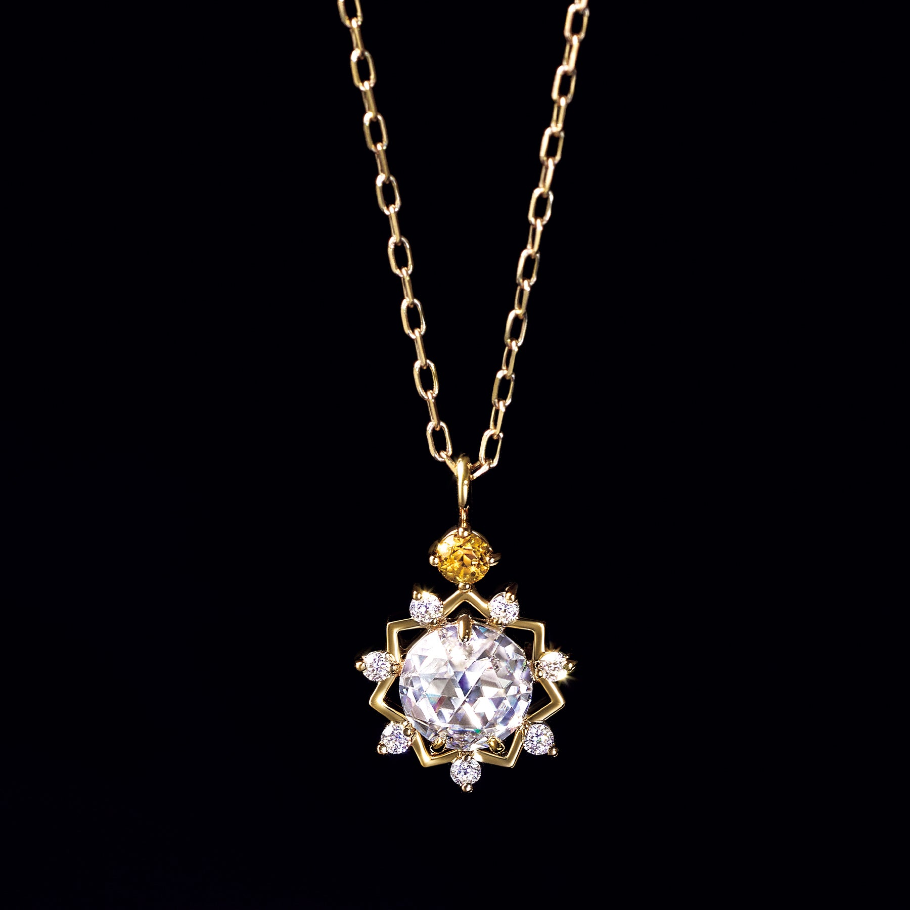 10K Sun Moissanite Necklace (Yellow Gold) - Product Image