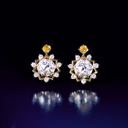 10K Sun Moissanite Earrings (Yellow Gold) - Product Image