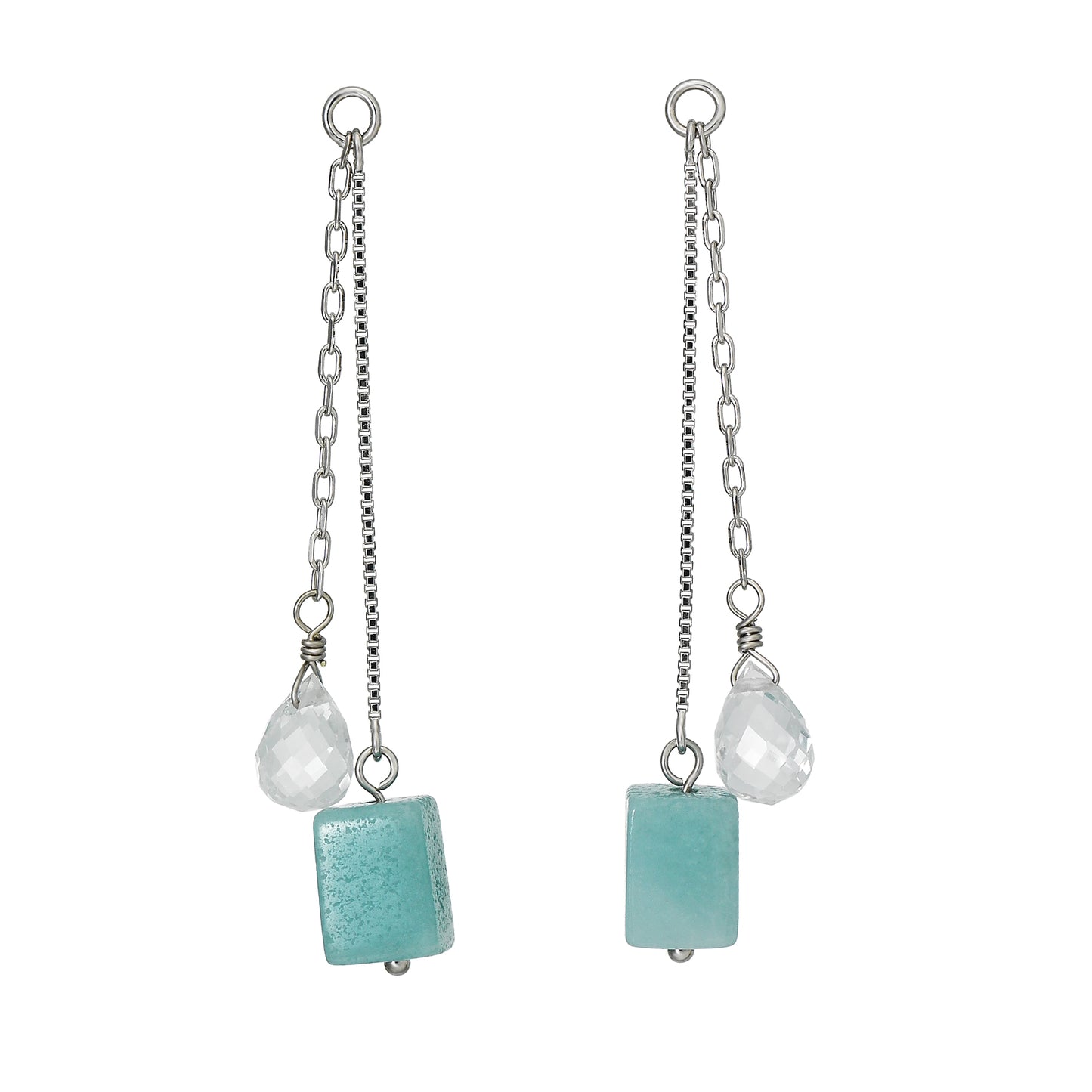 [Palette] 14K Crystal Double Charms (White Gold) - Product Image