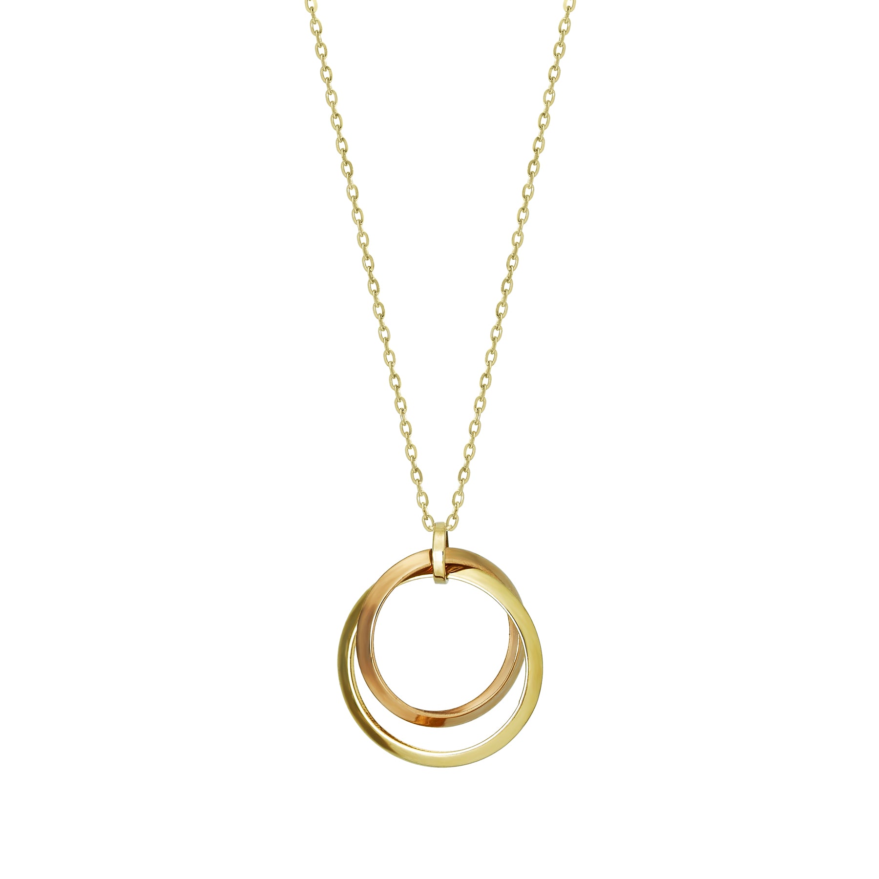 10K Yellow Gold / 10K Rose Gold Tripartite Circle Necklace - Product Image