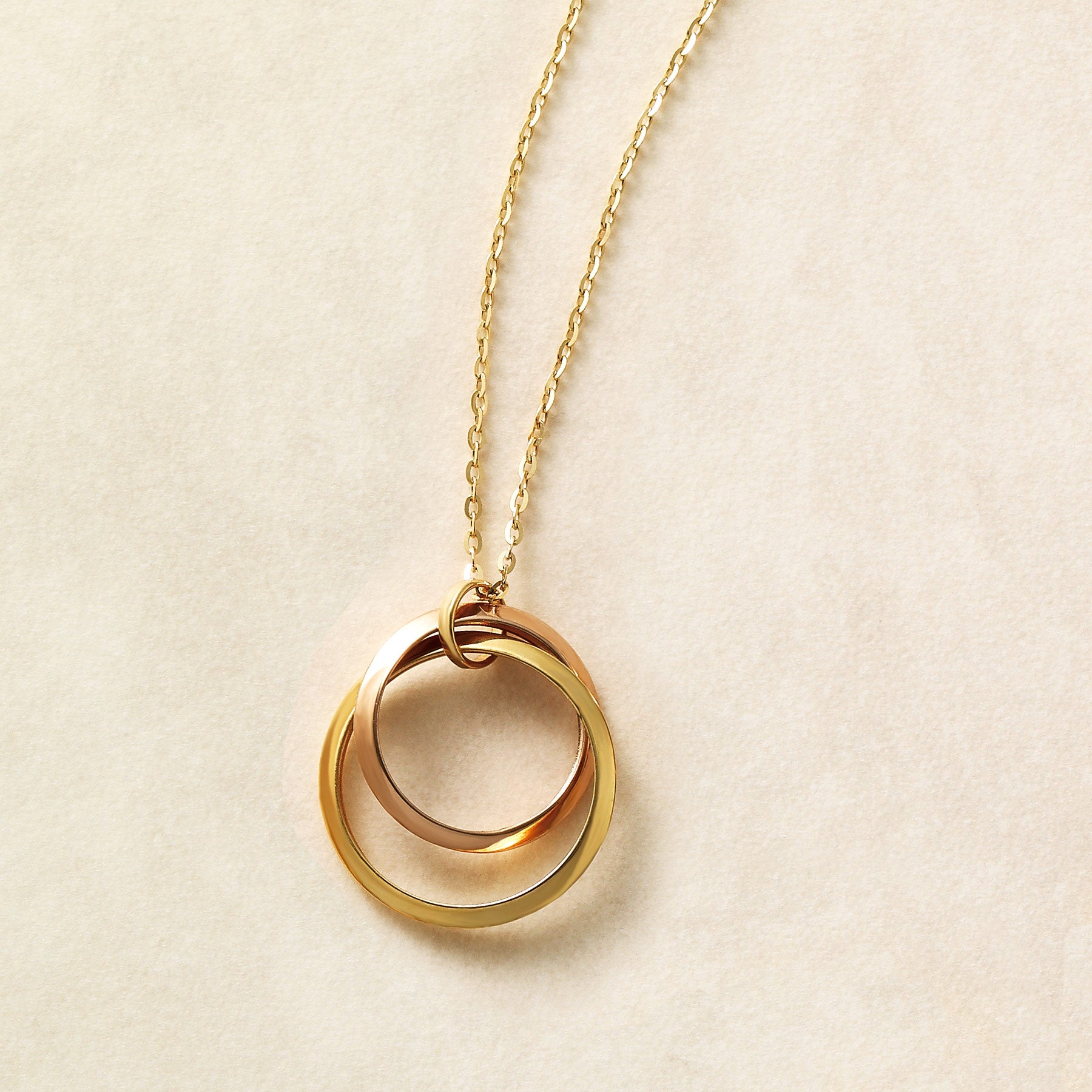 10K Yellow Gold / 10K Rose Gold Tripartite Circle Necklace - Product Image