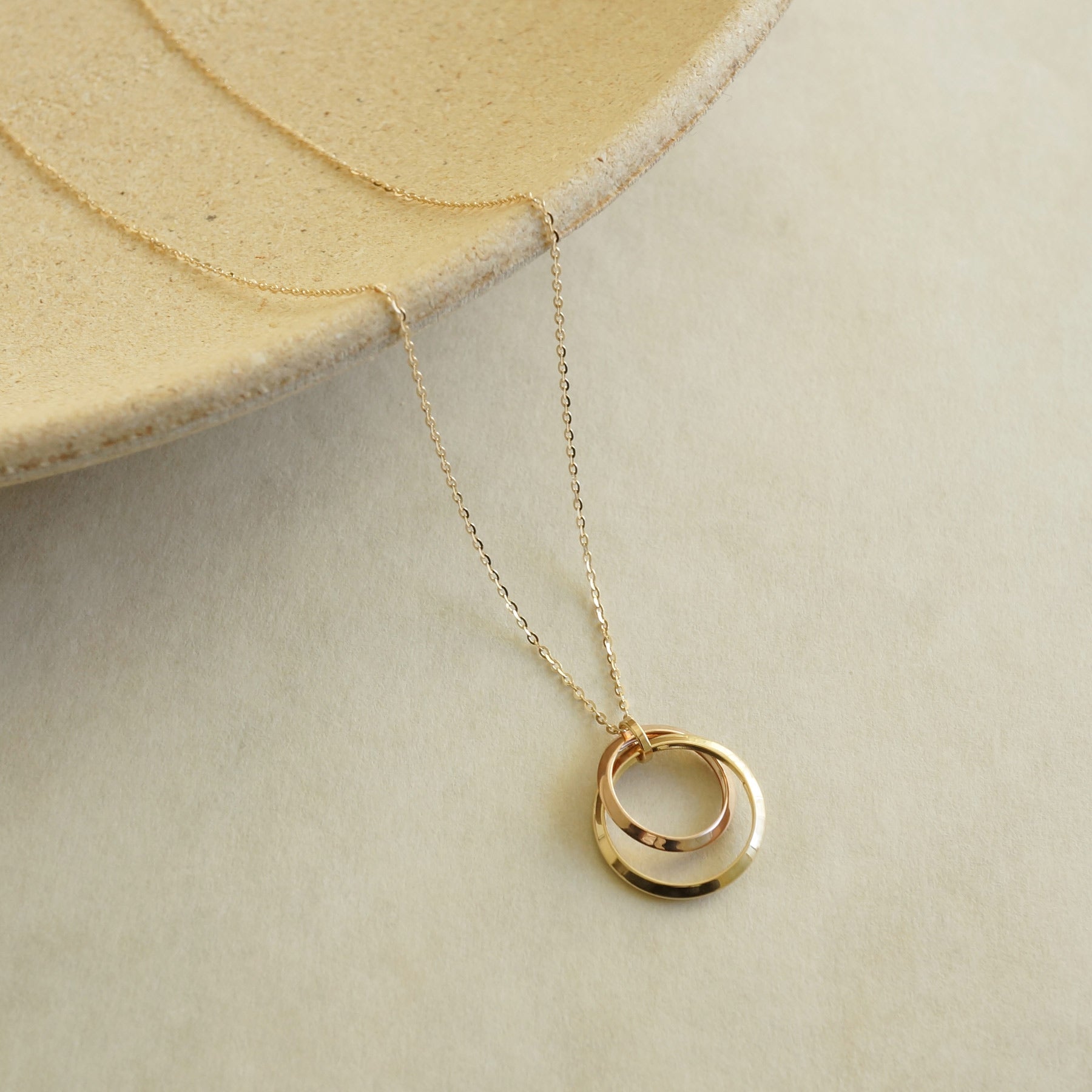 10K Yellow Gold / 10K Rose Gold Tripartite Circle Necklace - Product Image