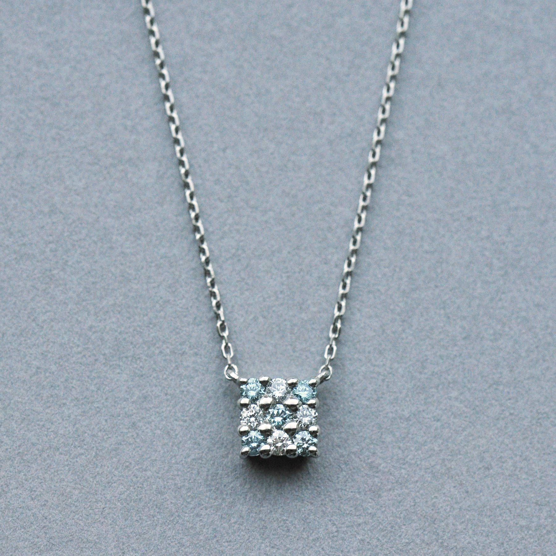Platinum Diamond Square Necklace - Product Image