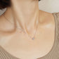 [Limited Quantity] Platinum Princess Cut Diamond Necklace - Model Image