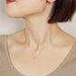 [Limited Quantity] Platinum Princess Cut Diamond Necklace - Model Image